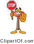 Illustration of a Cartoon Plunger Mascot Holding a Stop Sign by Mascot Junction