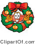 Illustration of a Cartoon Plunger Mascot in the Center of a Christmas Wreath by Mascot Junction