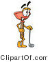 Illustration of a Cartoon Plunger Mascot Leaning on a Golf Club While Golfing by Mascot Junction