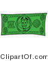 Illustration of a Cartoon Plunger Mascot on a Dollar Bill by Mascot Junction