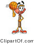 Illustration of a Cartoon Plunger Mascot Spinning a Basketball on His Finger by Mascot Junction