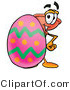 Illustration of a Cartoon Plunger Mascot Standing Beside an Easter Egg by Mascot Junction