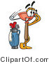 Illustration of a Cartoon Plunger Mascot Swinging His Golf Club While Golfing by Mascot Junction