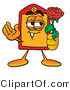 Illustration of a Cartoon Price Tag Mascot Holding a Red Rose on Valentines Day by Mascot Junction