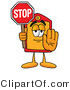 Illustration of a Cartoon Price Tag Mascot Holding a Stop Sign by Mascot Junction