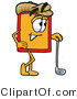 Illustration of a Cartoon Price Tag Mascot Leaning on a Golf Club While Golfing by Mascot Junction