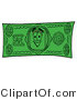 Illustration of a Cartoon Price Tag Mascot on a Dollar Bill by Mascot Junction