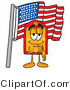 Illustration of a Cartoon Price Tag Mascot Pledging Allegiance to an American Flag by Mascot Junction