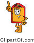 Illustration of a Cartoon Price Tag Mascot Pointing Upwards by Mascot Junction