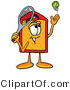 Illustration of a Cartoon Price Tag Mascot Preparing to Hit a Tennis Ball by Mascot Junction