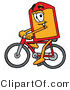 Illustration of a Cartoon Price Tag Mascot Riding a Bicycle by Mascot Junction