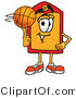 Illustration of a Cartoon Price Tag Mascot Spinning a Basketball on His Finger by Mascot Junction