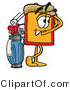 Illustration of a Cartoon Price Tag Mascot Swinging His Golf Club While Golfing by Mascot Junction