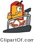 Illustration of a Cartoon Price Tag Mascot Walking on a Treadmill in a Fitness Gym by Mascot Junction