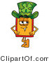 Illustration of a Cartoon Price Tag Mascot Wearing a Saint Patricks Day Hat with a Clover on It by Mascot Junction