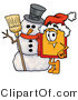 Illustration of a Cartoon Price Tag Mascot with a Snowman on Christmas by Mascot Junction