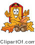 Illustration of a Cartoon Price Tag Mascot with Autumn Leaves and Acorns in the Fall by Mascot Junction