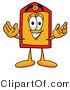 Illustration of a Cartoon Price Tag Mascot with Welcoming Open Arms by Mascot Junction