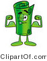 Illustration of a Cartoon Rolled Money Mascot Flexing His Arm Muscles by Mascot Junction