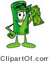 Illustration of a Cartoon Rolled Money Mascot Holding a Dollar Bill by Mascot Junction