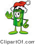 Illustration of a Cartoon Rolled Money Mascot Wearing a Santa Hat and Waving by Mascot Junction