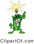 Illustration of a Cartoon Rolled Money Mascot with a Bright Idea by Mascot Junction