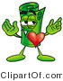 Illustration of a Cartoon Rolled Money Mascot with His Heart Beating out of His Chest by Mascot Junction