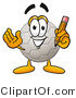 Illustration of a Cartoon Soccer Ball Mascot Holding a Pencil by Mascot Junction