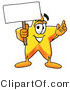 Illustration of a Cartoon Star Mascot Holding a Blank Sign by Mascot Junction