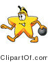 Illustration of a Cartoon Star Mascot Holding a Bowling Ball by Mascot Junction