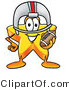 Illustration of a Cartoon Star Mascot in a Helmet, Holding a Football by Mascot Junction