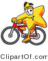 Illustration of a Cartoon Star Mascot Riding a Bicycle by Mascot Junction