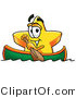 Illustration of a Cartoon Star Mascot Rowing a Boat by Mascot Junction