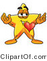 Illustration of a Cartoon Star Mascot with His Heart Beating out of His Chest by Mascot Junction