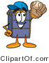 Illustration of a Cartoon Suitcase Mascot Catching a Baseball with a Glove by Mascot Junction