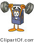 Illustration of a Cartoon Suitcase Mascot Holding a Heavy Barbell Above His Head by Mascot Junction