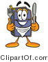 Illustration of a Cartoon Suitcase Mascot Holding a Knife and Fork by Mascot Junction