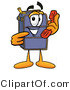 Illustration of a Cartoon Suitcase Mascot Holding a Telephone by Mascot Junction