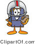 Illustration of a Cartoon Suitcase Mascot in a Helmet, Holding a Football by Mascot Junction
