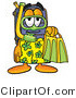 Illustration of a Cartoon Suitcase Mascot in Green and Yellow Snorkel Gear by Mascot Junction