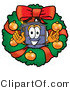 Illustration of a Cartoon Suitcase Mascot in the Center of a Christmas Wreath by Mascot Junction
