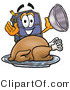 Illustration of a Cartoon Suitcase Mascot Serving a Thanksgiving Turkey on a Platter by Mascot Junction