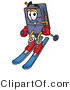 Illustration of a Cartoon Suitcase Mascot Skiing Downhill by Mascot Junction