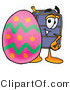 Illustration of a Cartoon Suitcase Mascot Standing Beside an Easter Egg by Mascot Junction