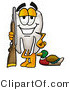 Illustration of a Cartoon Tooth Mascot Duck Hunting, Standing with a Rifle and Duck by Mascot Junction