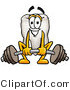 Illustration of a Cartoon Tooth Mascot Lifting a Heavy Barbell by Mascot Junction