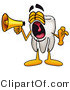 Illustration of a Cartoon Tooth Mascot Screaming into a Megaphone by Mascot Junction