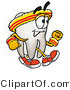 Illustration of a Cartoon Tooth Mascot Speed Walking or Jogging by Mascot Junction