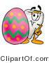 Illustration of a Cartoon Tooth Mascot Standing Beside an Easter Egg by Mascot Junction
