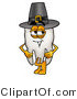 Illustration of a Cartoon Tooth Mascot Wearing a Pilgrim Hat on Thanksgiving by Mascot Junction